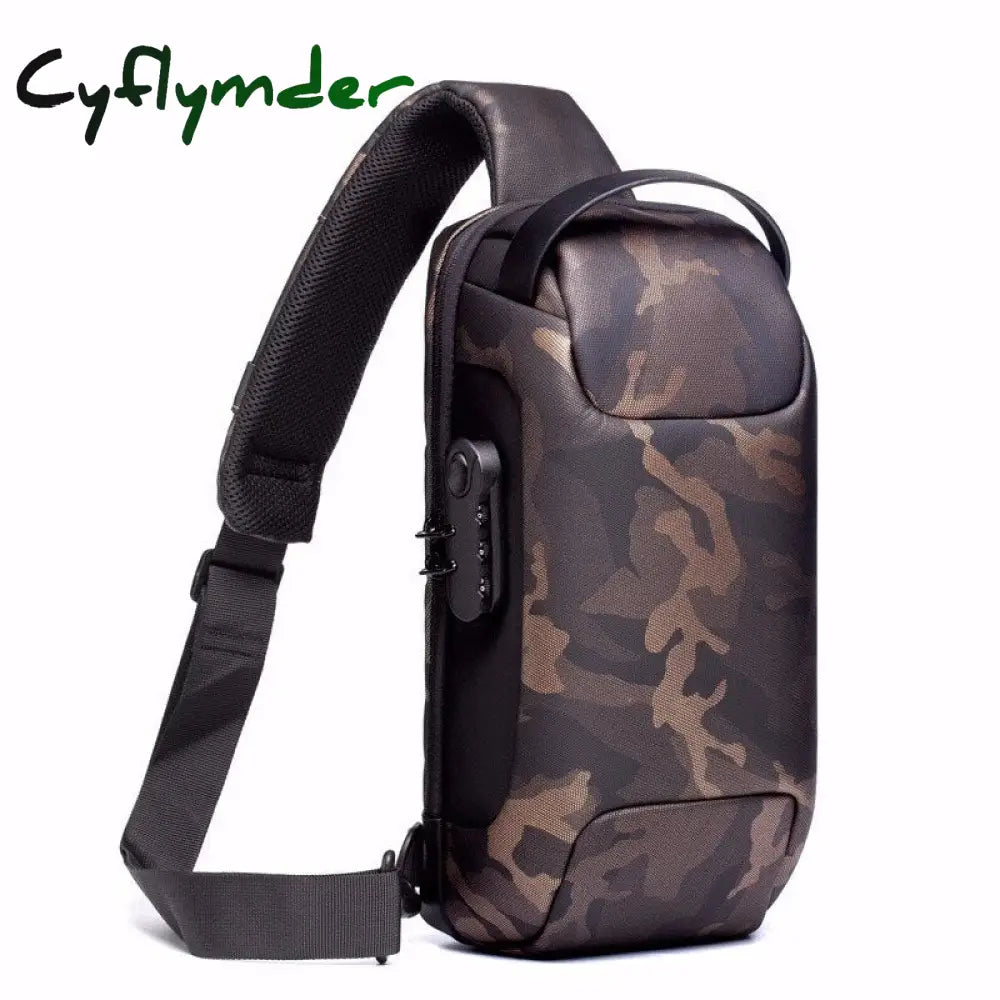 Cyflymder Men Oxford Sling Backpack Rucksack Knapsack Bags With Usb Charge Port Anti-Theft Travel
