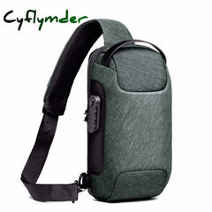 Cyflymder Men Oxford Sling Backpack Rucksack Knapsack Bags With Usb Charge Port Anti-Theft Travel