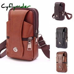 Cyflymder Men Pu Leather Fanny Waist Bag Classic Texture Creative Delicate Design Chic Business