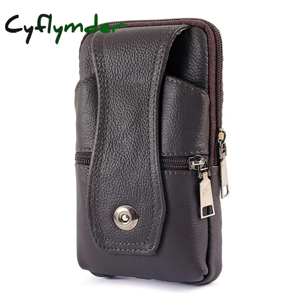 Cyflymder Men Pu Leather Fanny Waist Bag Classic Texture Creative Delicate Design Chic Business