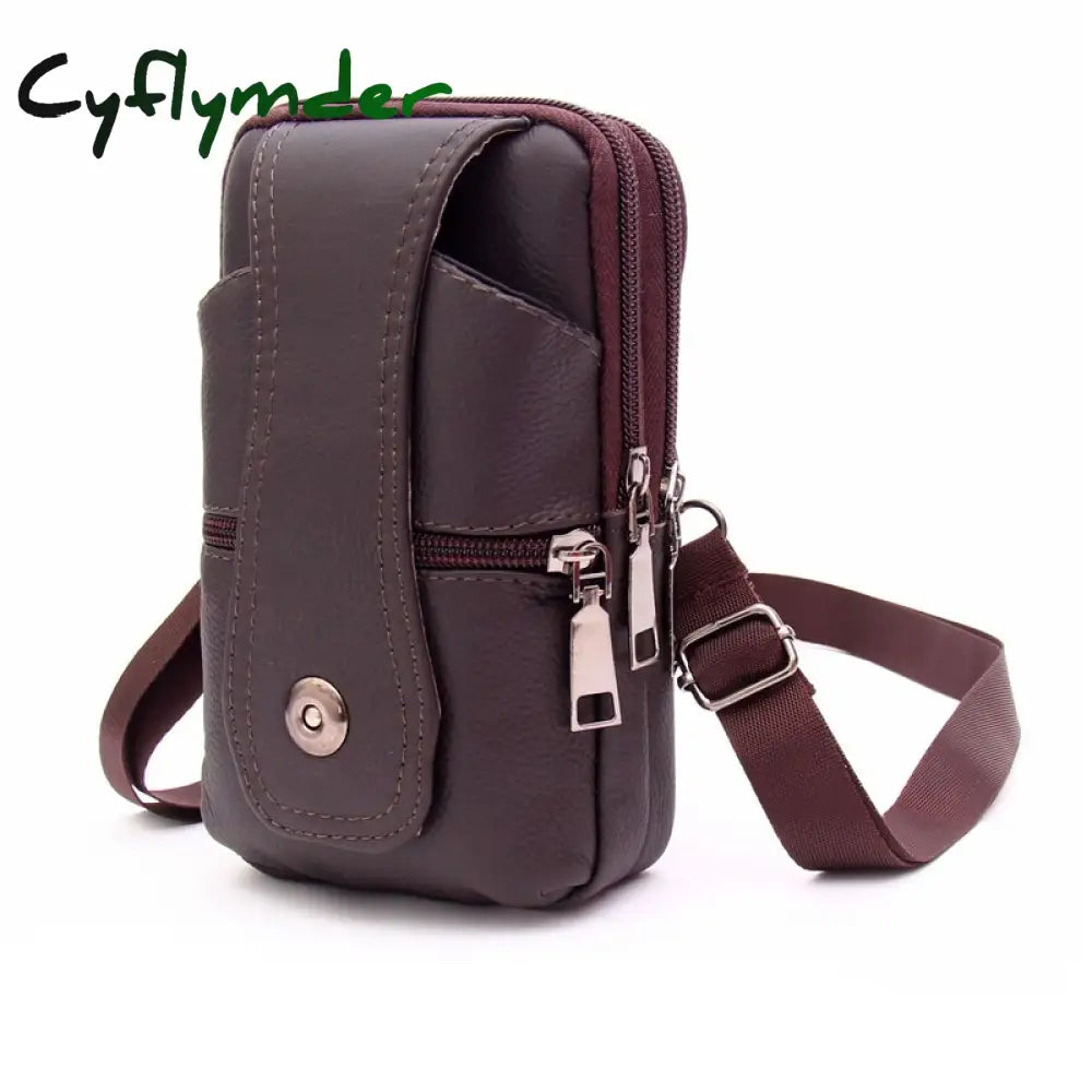 Cyflymder Men Pu Leather Fanny Waist Bag Classic Texture Creative Delicate Design Chic Business