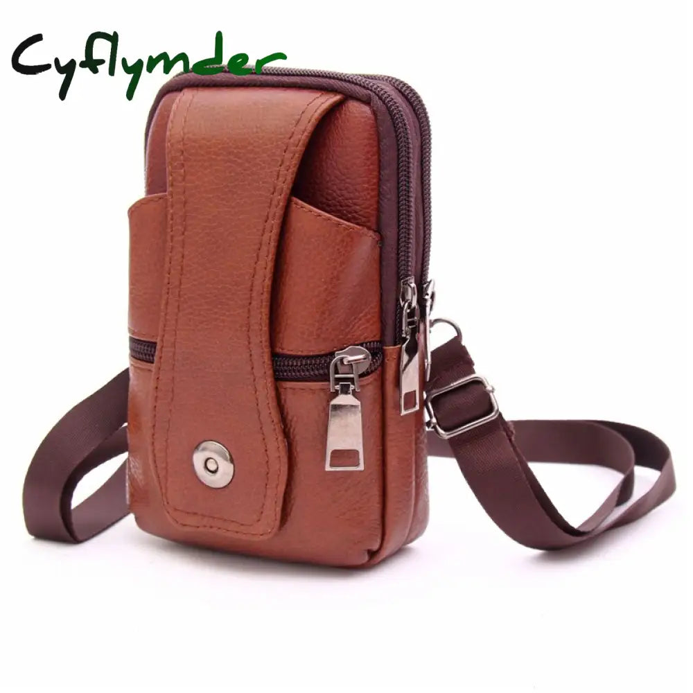 Cyflymder Men Pu Leather Fanny Waist Bag Classic Texture Creative Delicate Design Chic Business