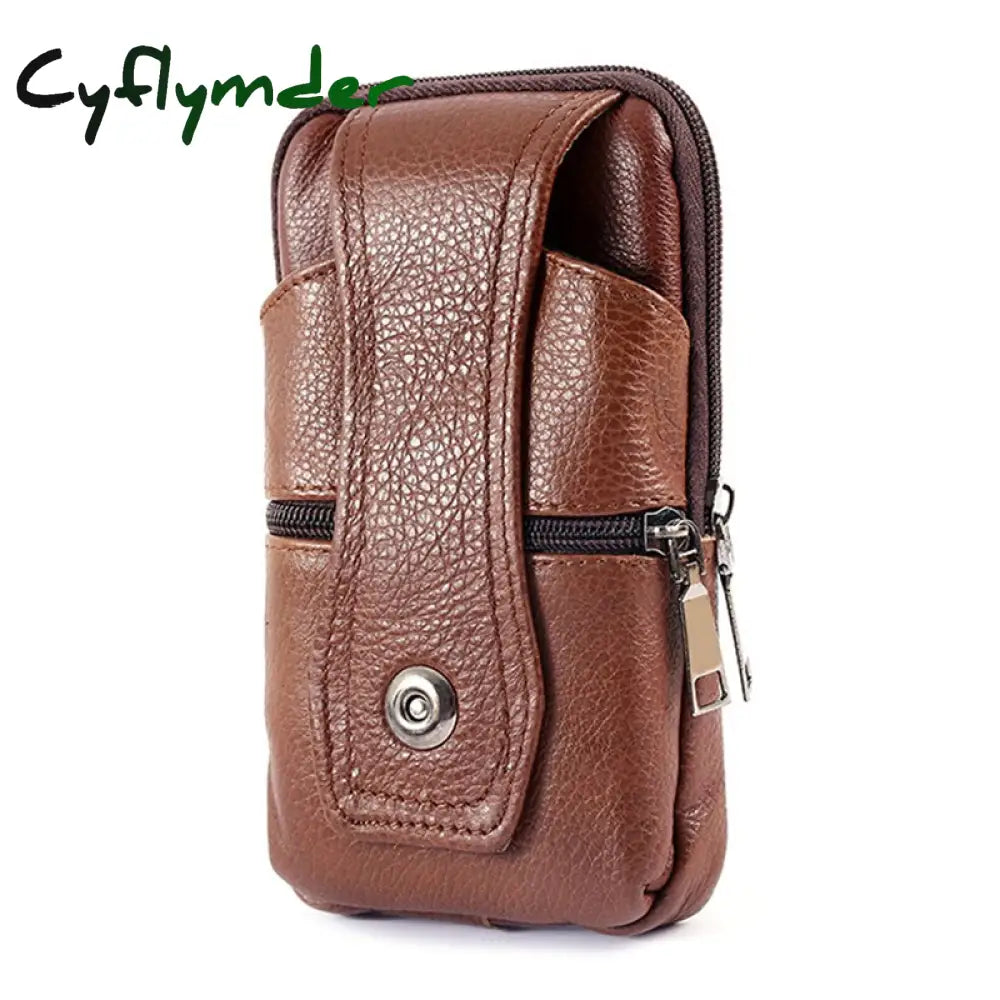 Cyflymder Men Pu Leather Fanny Waist Bag Classic Texture Creative Delicate Design Chic Business