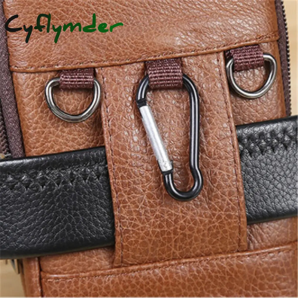 Cyflymder Men Pu Leather Fanny Waist Bag Classic Texture Creative Delicate Design Chic Business