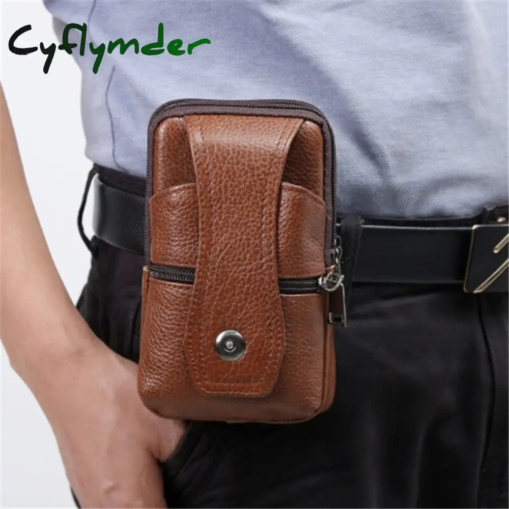 Cyflymder Men Pu Leather Fanny Waist Bag Classic Texture Creative Delicate Design Chic Business