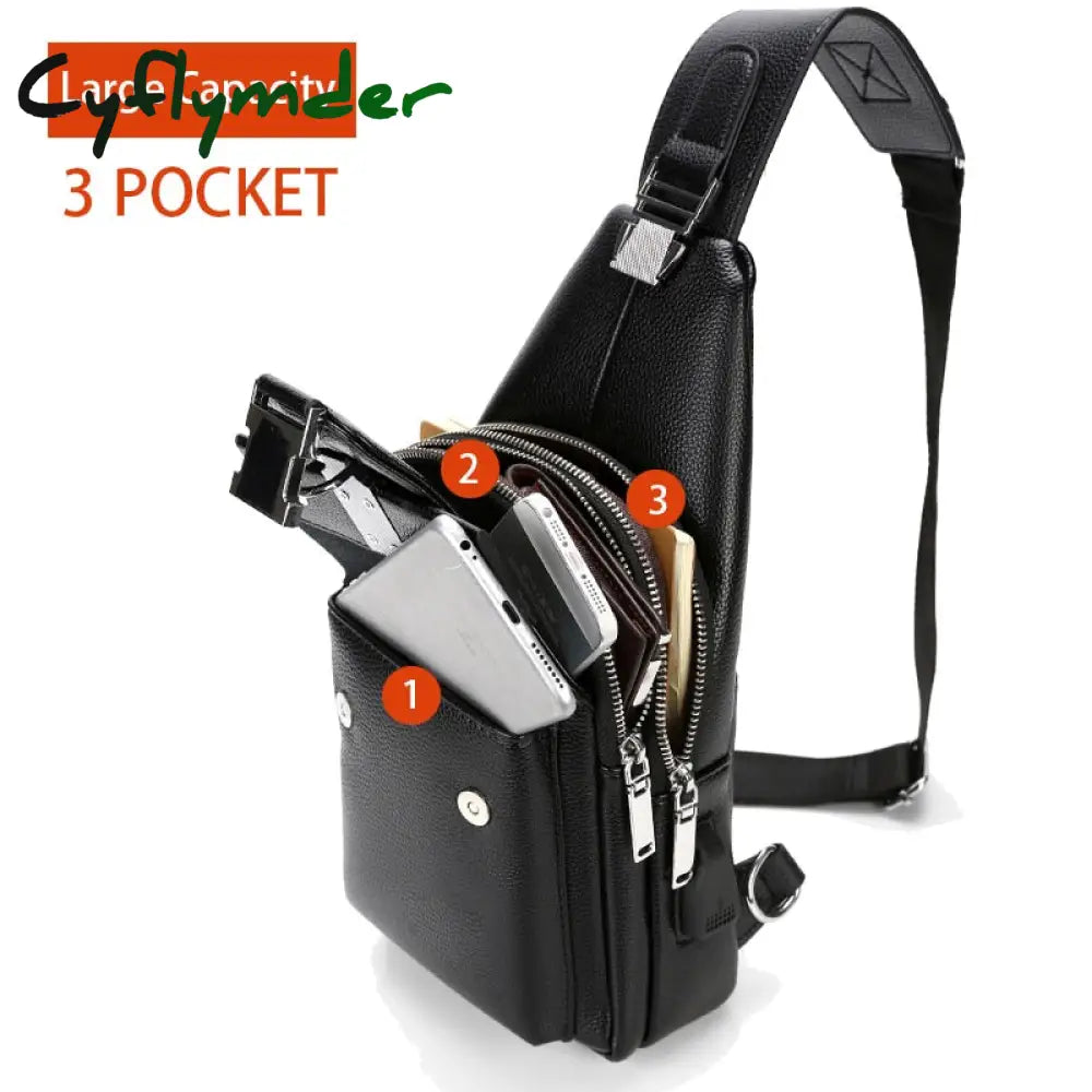 Cyflymder Men Shoulder Bag Theftproof Lock Messenger Bags Pu Leather Chest Crossbody Male Charging