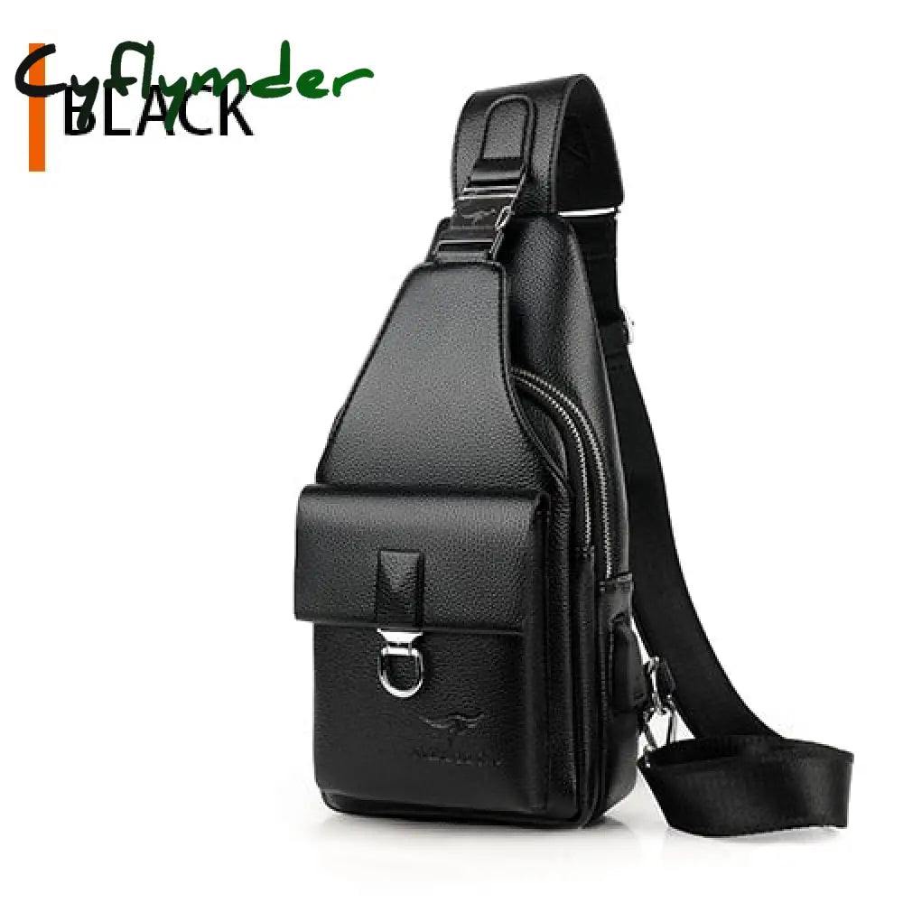 Cyflymder Men Shoulder Bag Theftproof Lock Messenger Bags Pu Leather Chest Crossbody Male Charging