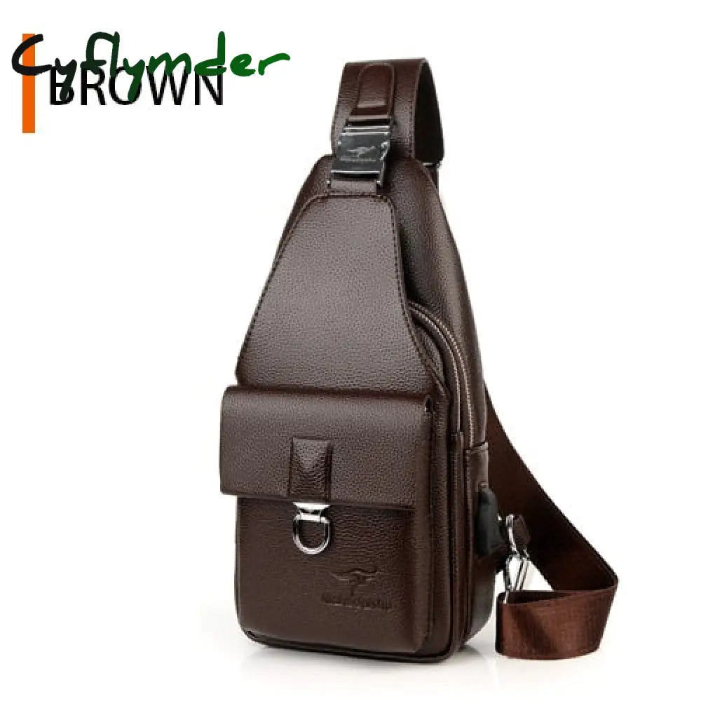 Cyflymder Men Shoulder Bag Theftproof Lock Messenger Bags Pu Leather Chest Crossbody Male Charging