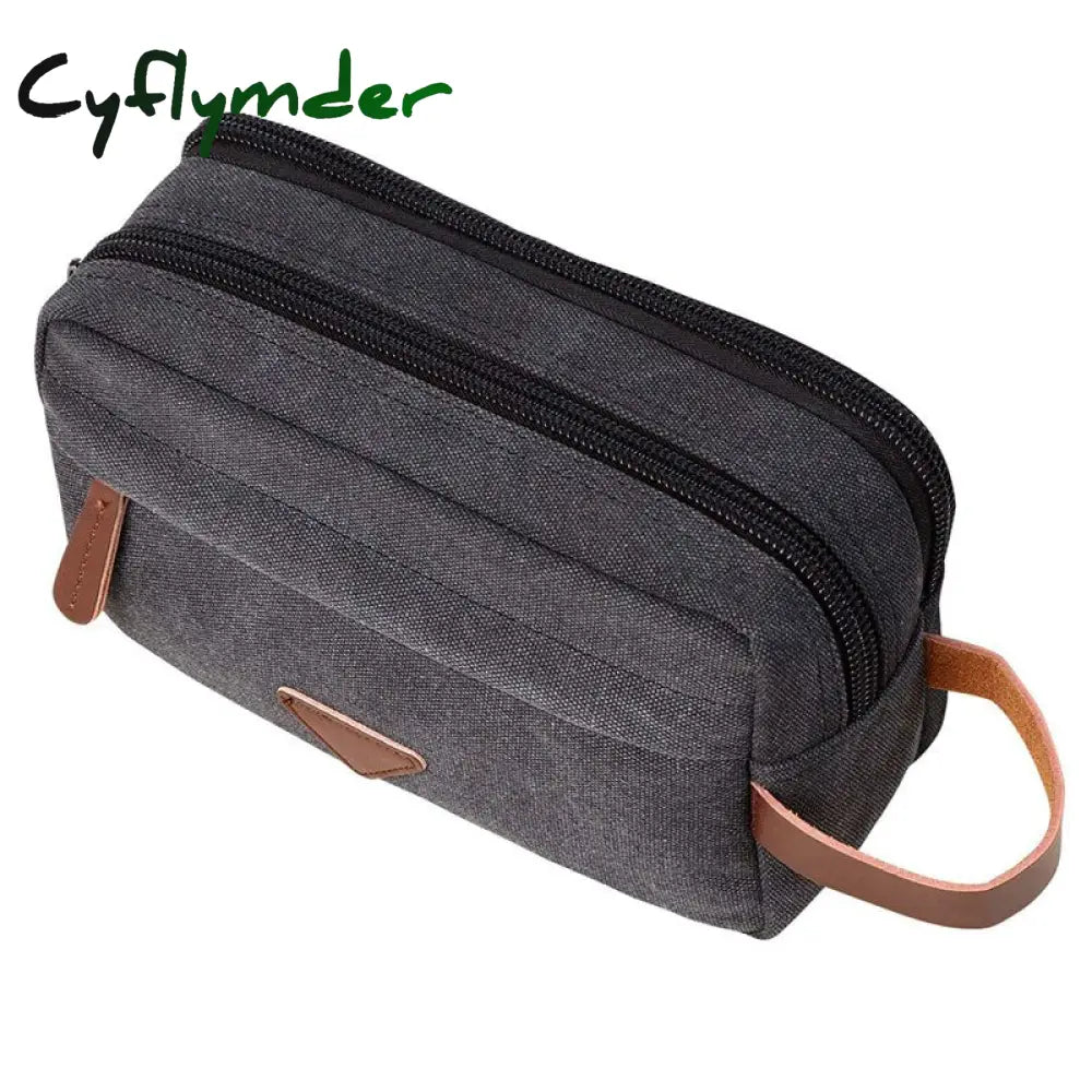 Cyflymder Men Travel Toiletry Organizer Bags For Shaving Shower Kits Canvas Cosmetic Makeup Bag