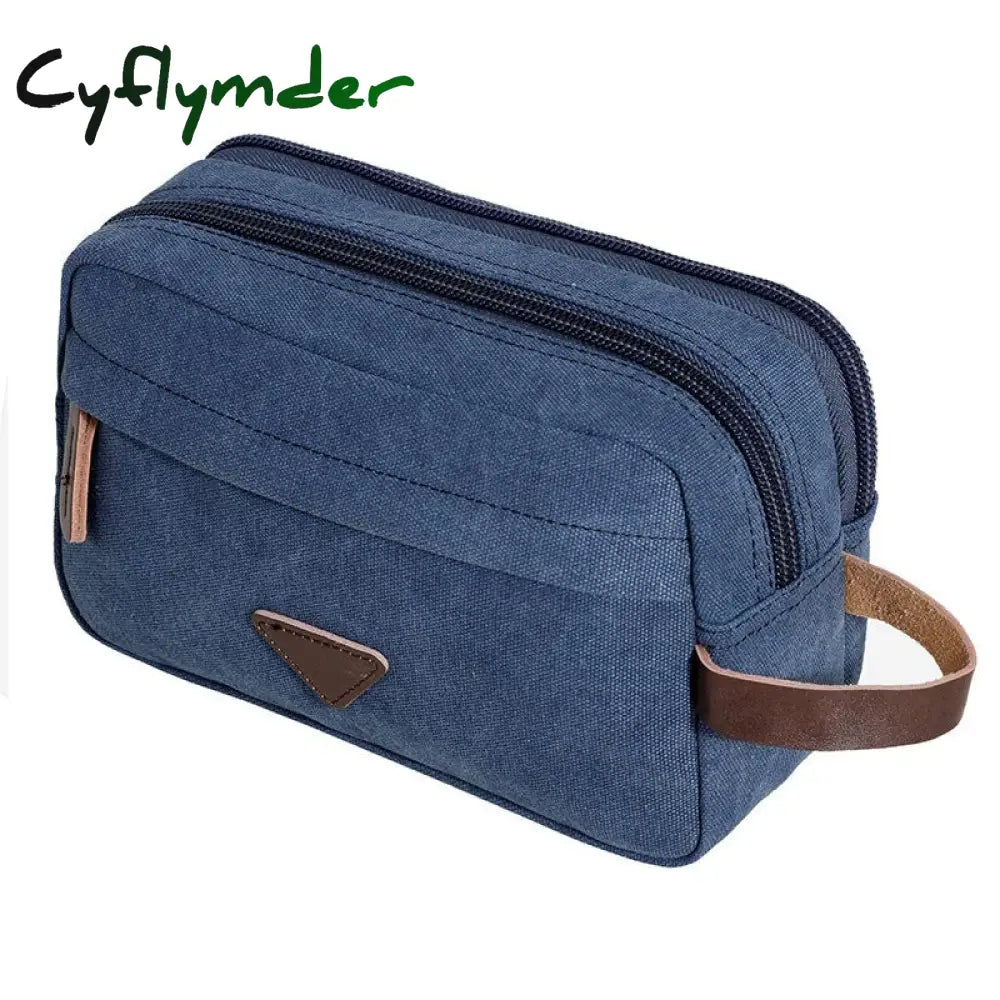 Cyflymder Men Travel Toiletry Organizer Bags For Shaving Shower Kits Canvas Cosmetic Makeup Bag