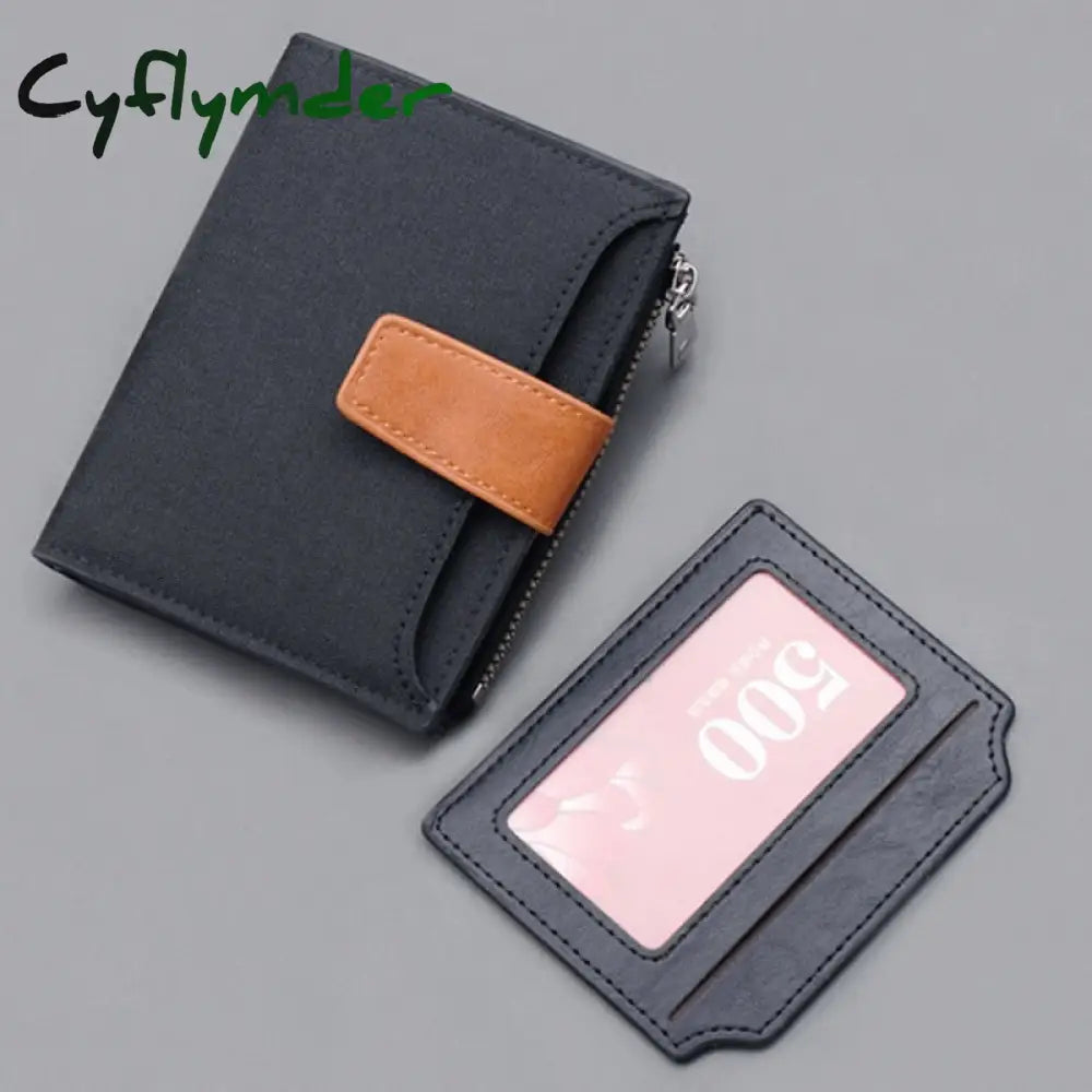 Cyflymder Men Wallet Canvas And Pu Leather Gray/Blue/Black Short Male Purse Hasp/Zipper Credit Card