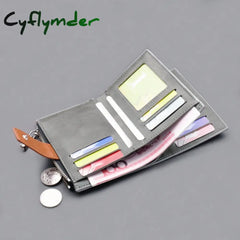 Cyflymder Men Wallet Canvas And Pu Leather Gray/Blue/Black Short Male Purse Hasp/Zipper Credit Card