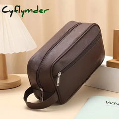 Cyflymder Men Waterproof Travel Toiletries Storage Bag PVC Lychee Pattern Cosmetic Bag Portable Makeup Organiser Male