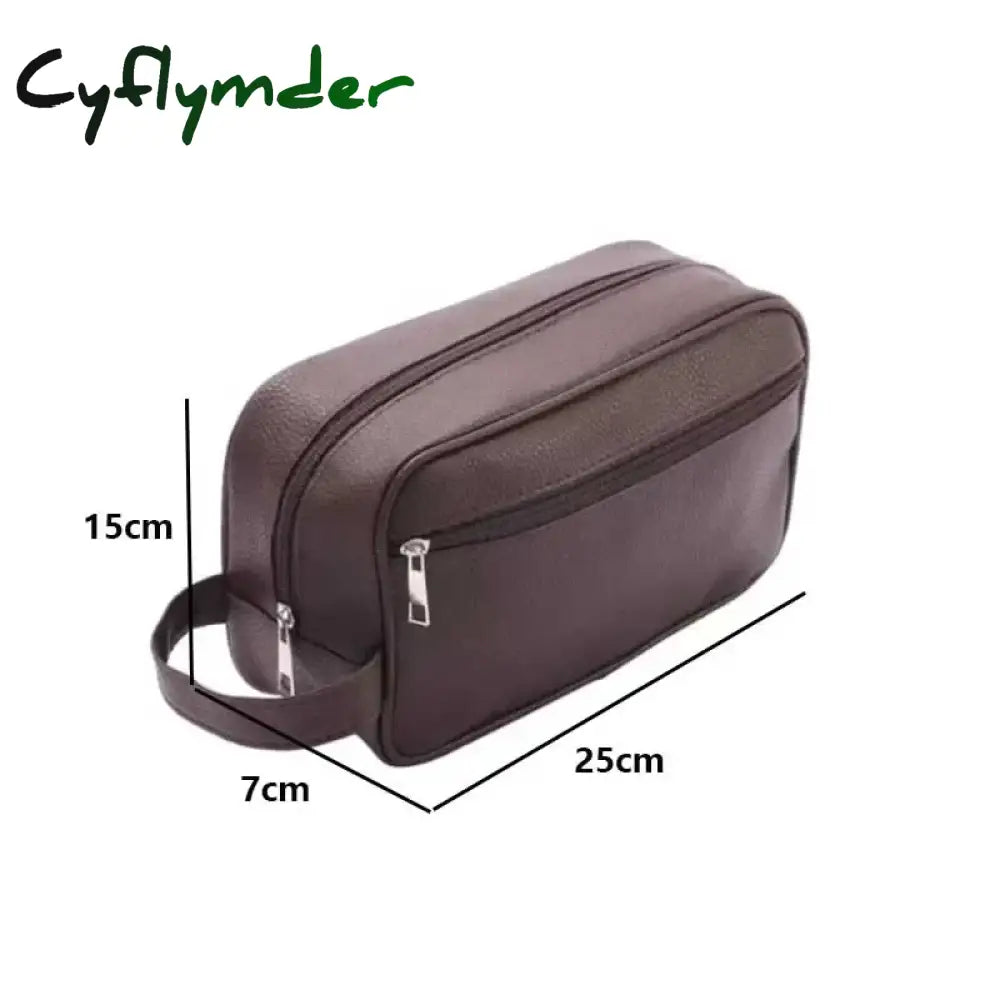 Cyflymder Men Waterproof Travel Toiletries Storage Bag PVC Lychee Pattern Cosmetic Bag Portable Makeup Organiser Male