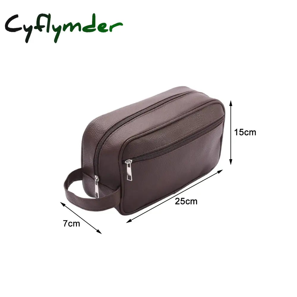 Cyflymder Men Waterproof Travel Toiletries Storage Bag Pvc Lychee Pattern Cosmetic Portable Makeup