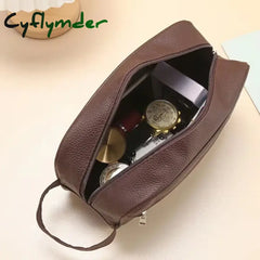 Cyflymder Men Waterproof Travel Toiletries Storage Bag PVC Lychee Pattern Cosmetic Bag Portable Makeup Organiser Male