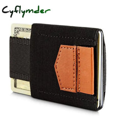 Cyflymder Men Women Elastic Band Card Wallet Holder Small Minimalist Business Id Credit Case Brown