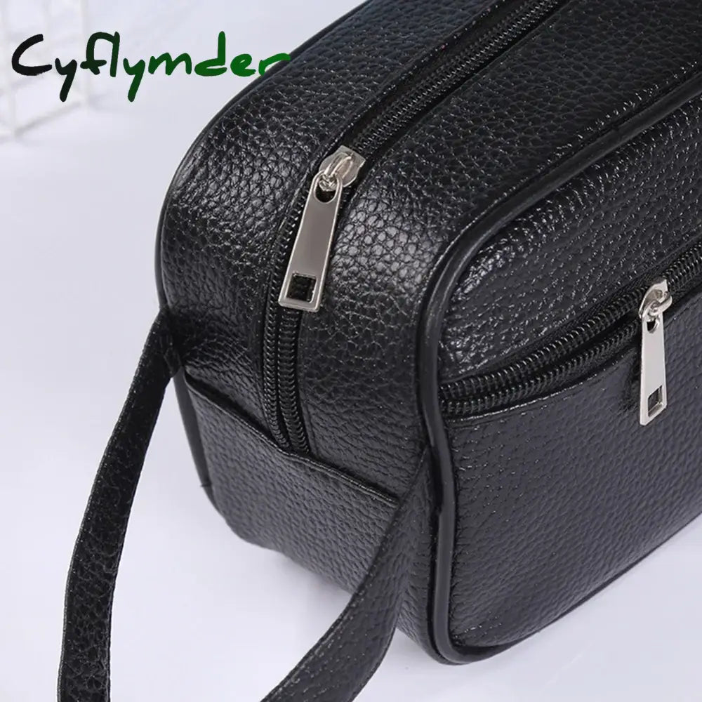Cyflymder Men Women Vintage Wristlet Bag PU Leather Pure Color Small Wristlet Bag Vintage Cellphone Storage Bag
