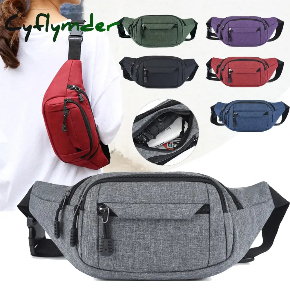 Cyflymder Men Women Waist Bag Pack Purse Casual Large Phone Belt Pouch Canvas Travel Fanny Banana