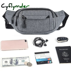 Cyflymder Men Women Waist Bag Pack Purse Casual Large Phone Belt Pouch Canvas Travel Fanny Banana