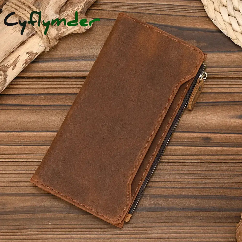 Men Women's Genuiner Leather Wallet Single Zipper Long Purse Slim Wallet Coins Card Cash Holder Male Clutch wallets