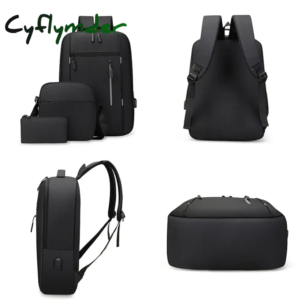Cyflymder Men’s 3Pcs Backpack New Multifunctional Bag Large Capacity Usb Charging For 15.6 Inch