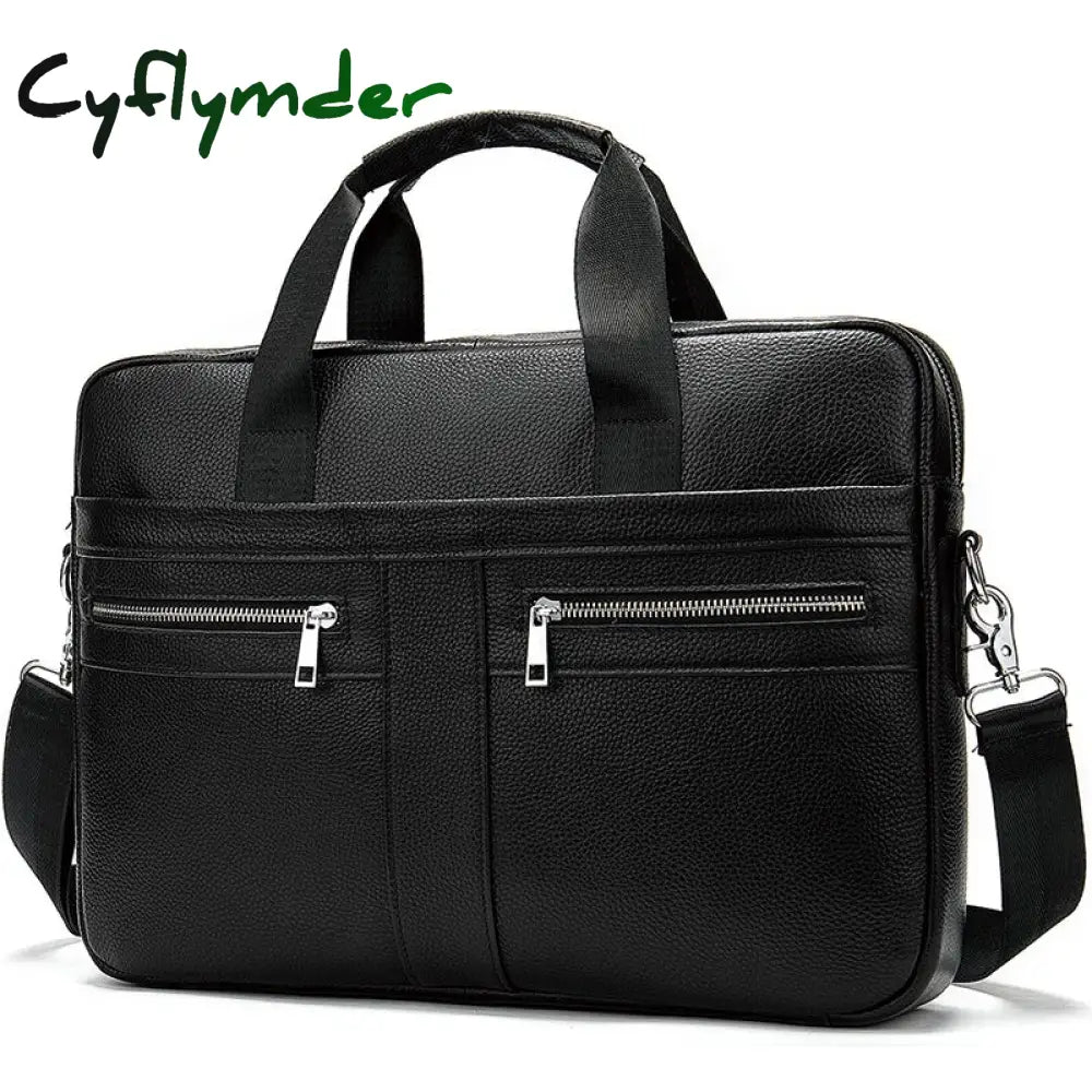 Cyflymder Men’s Bag Genuine Leather Men Briefcase For Laptop 14 Messenger Business Portfolio