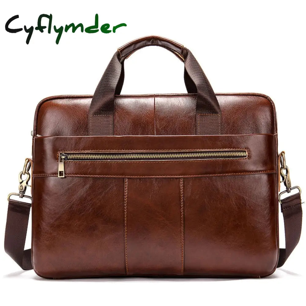 Cyflymder Men’s Bag Genuine Leather Men Briefcase For Laptop 14 Messenger Business Portfolio