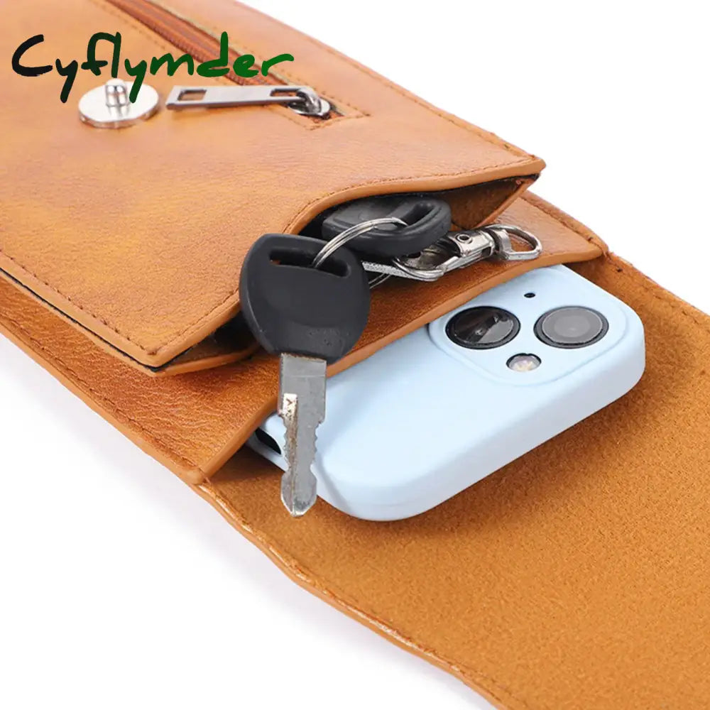 Cyflymder Men’s Bag Waist For Men Pu Leather Mobile Phone Cell Pouch Pocket Handbag Mini Holsters