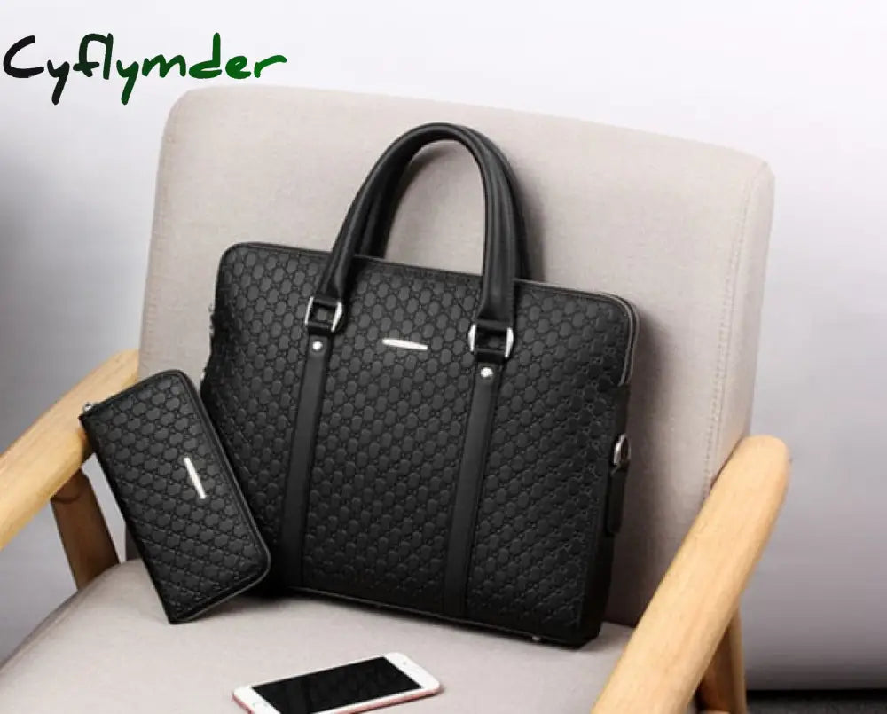 Cyflymder Men’s Briefcase New Fashion Shoulder Bag Double Layers Laptop Large Capacity Male