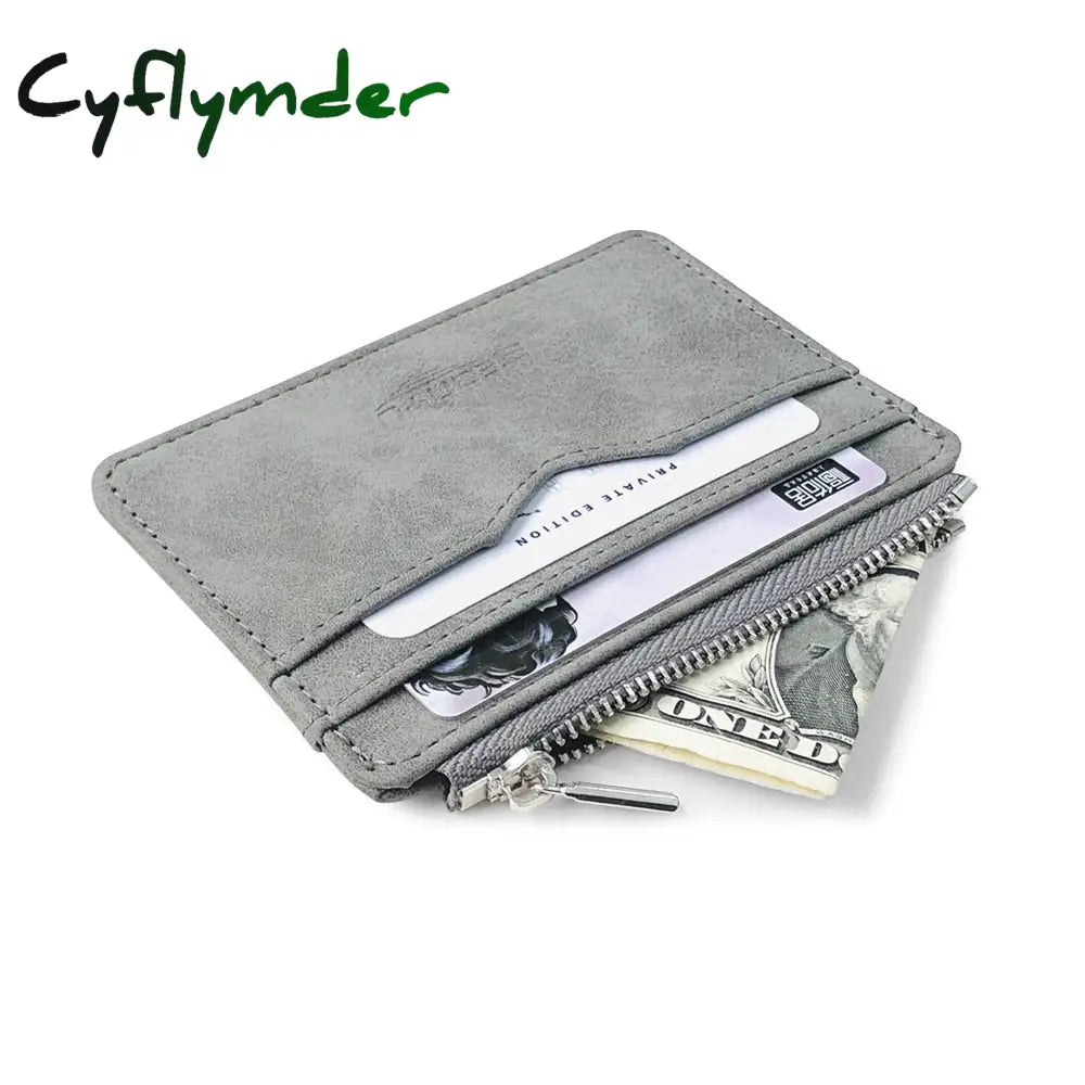 Cyflymder Men’s Card Wallet Short Matte Leather Retro Multi-Card Frosted Fabric Holder Money New