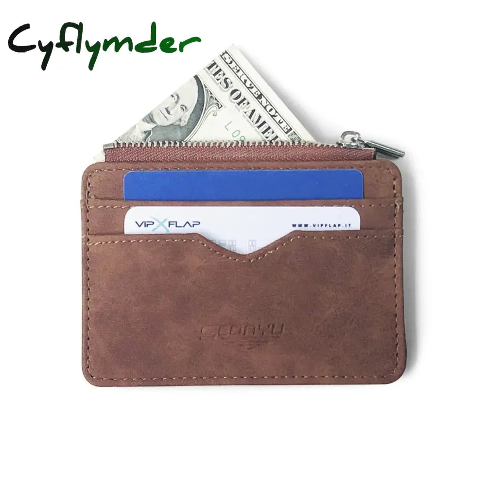 Cyflymder Men’s Card Wallet Short Matte Leather Retro Multi-Card Frosted Fabric Holder Money New