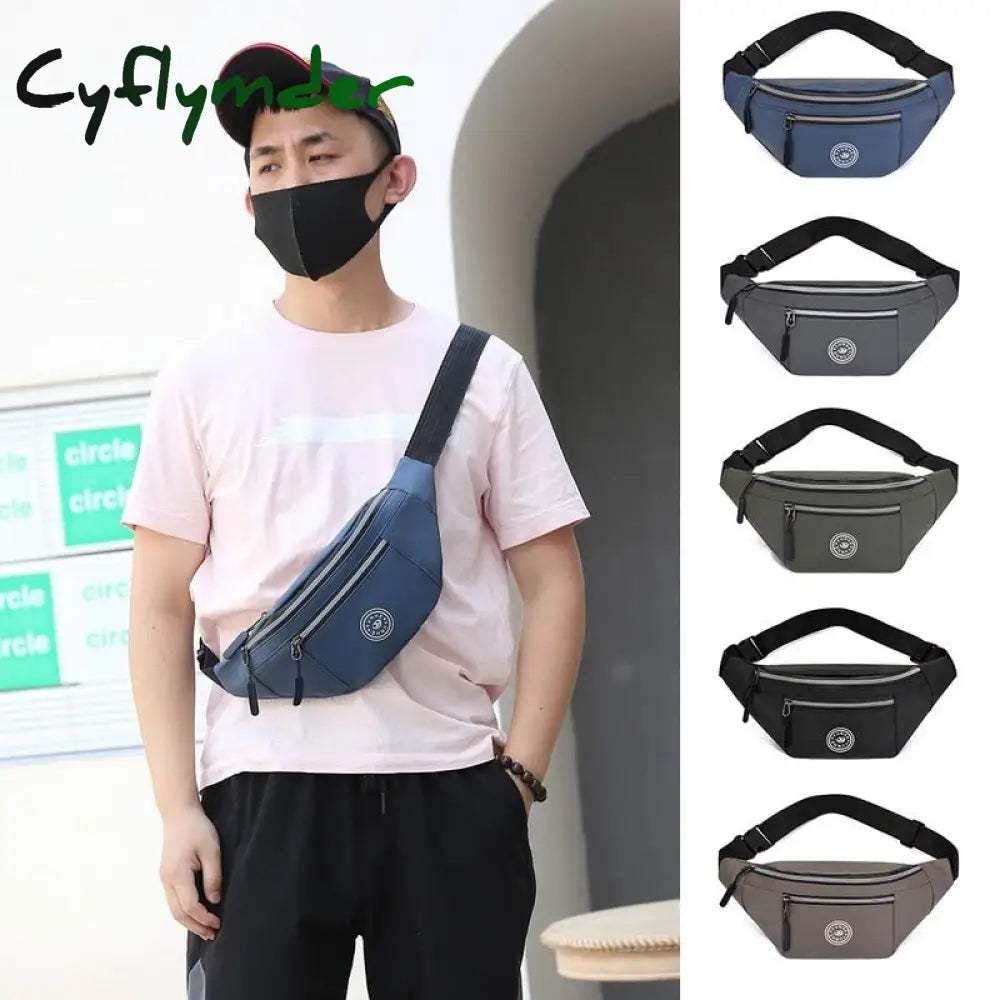 Cyflymder Men’s Chest Package Pack Waterproof Outdoor Sports Bag Canvas Pouch Korean-Style Waist