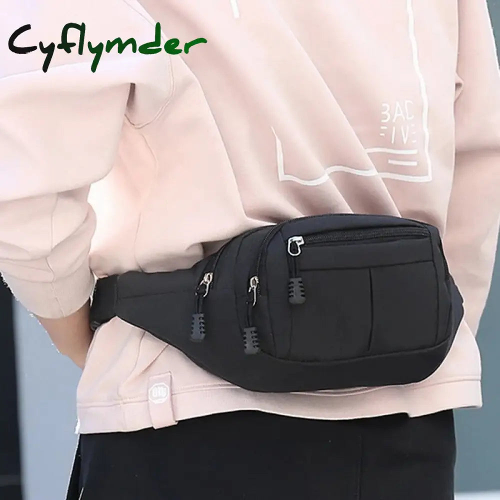 Cyflymder Men’s Chest Package Pack Waterproof Outdoor Sports Bag Canvas Pouch Korean-Style Waist