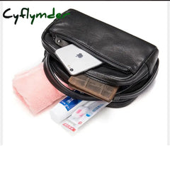 Cyflymder Men’s Clutch Bag Soft Genuine Leather Large Capacity Men Wallets Cell Phone Pocket