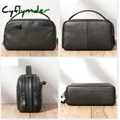 Cyflymder Men’s Clutch Bag Soft Genuine Leather Large Capacity Men Wallets Cell Phone Pocket