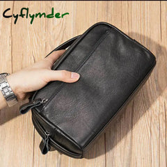 Men's Clutch Bag Soft Genuine Leather Large Capacity Men Wallets Cell Phone Pocket Business Long Purse Women Make Up Bag