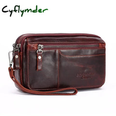 Cyflymder Men’s Clutch Bags For Men Genuine Leather Handbag Male Long Money Wallets Mobile Phone