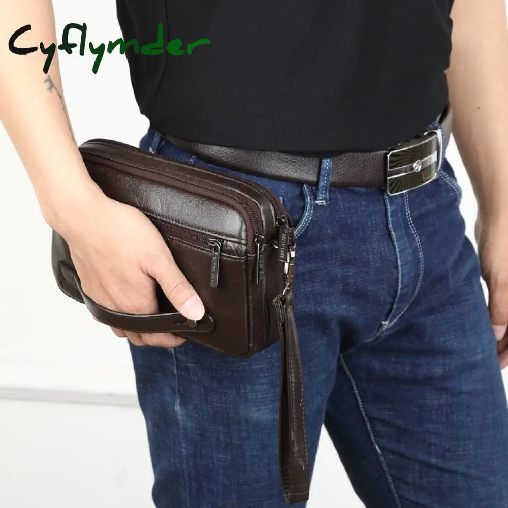 Cyflymder Men’s Clutch Bags For Men Genuine Leather Handbag Male Long Money Wallets Mobile Phone