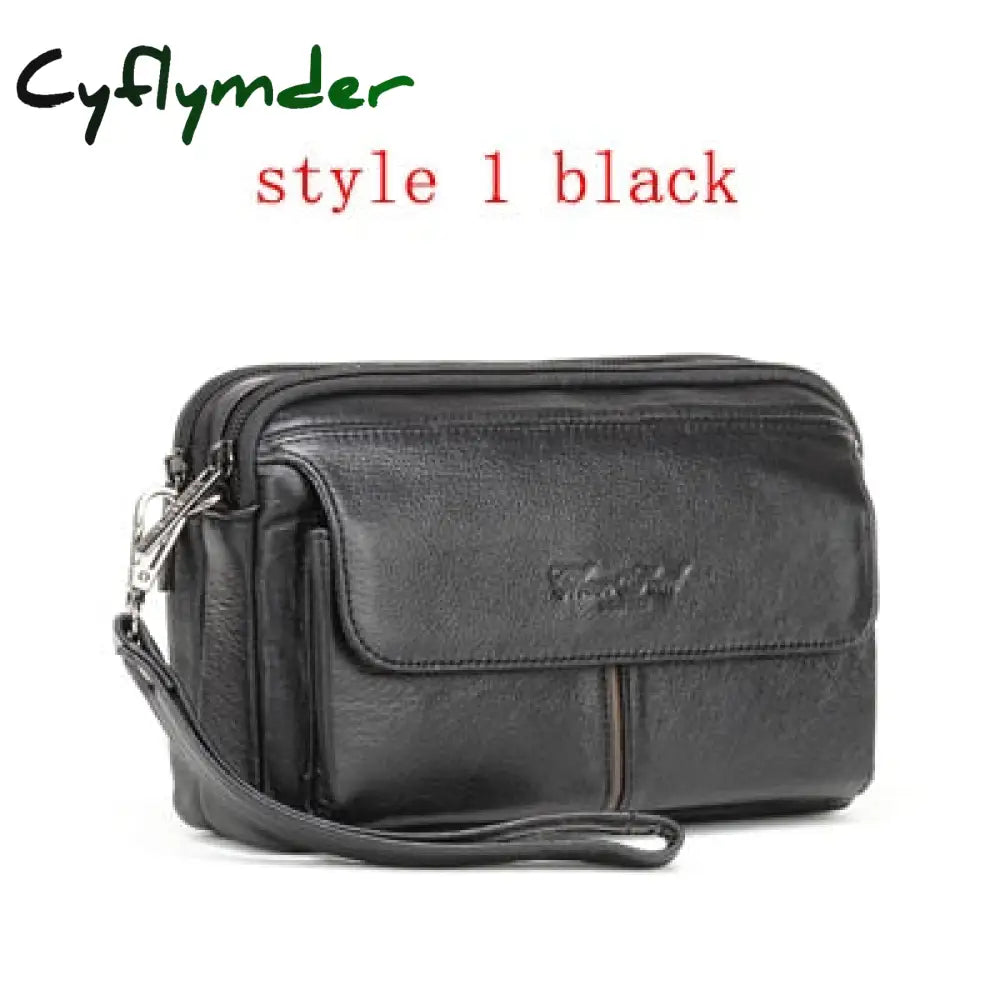 Cyflymder Men’s Clutch Bags For Men Genuine Leather Handbag Male Long Money Wallets Mobile Phone