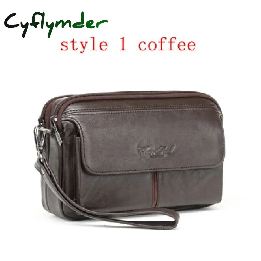 Cyflymder Men’s Clutch Bags For Men Genuine Leather Handbag Male Long Money Wallets Mobile Phone