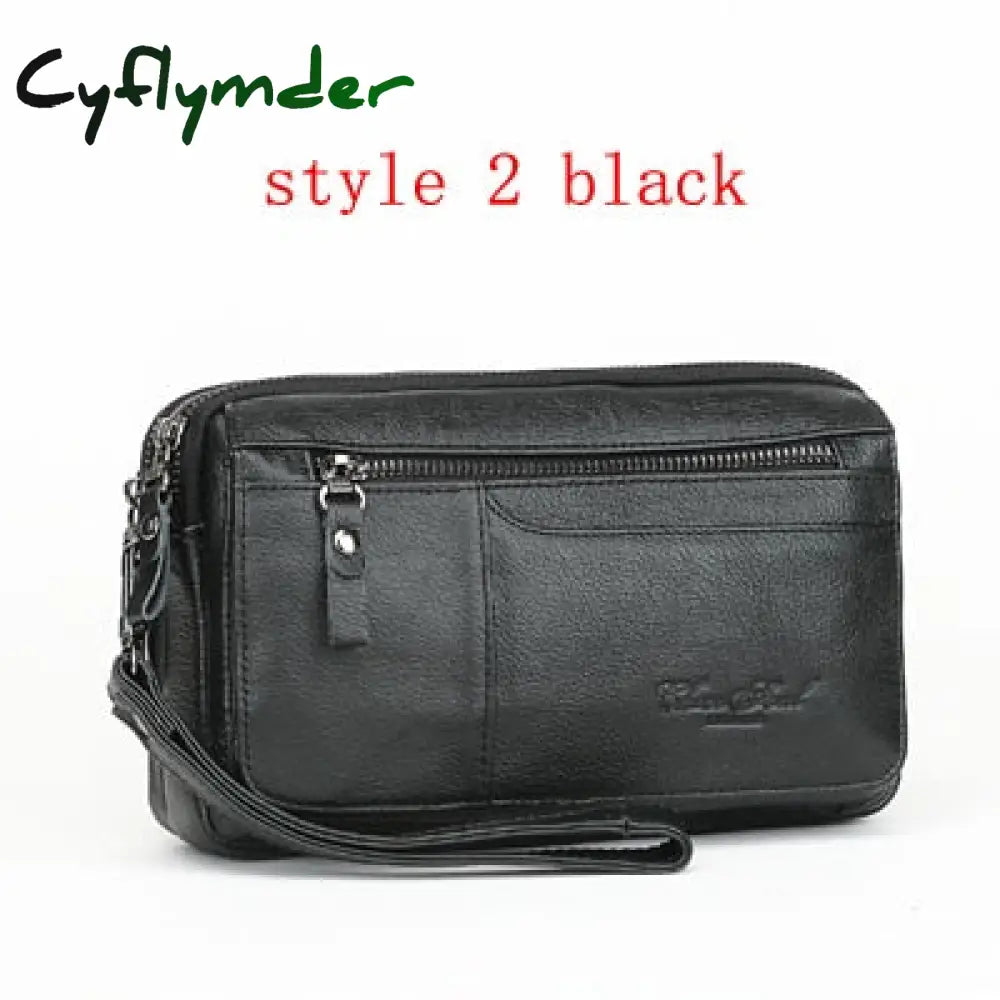 Cyflymder Men’s Clutch Bags For Men Genuine Leather Handbag Male Long Money Wallets Mobile Phone