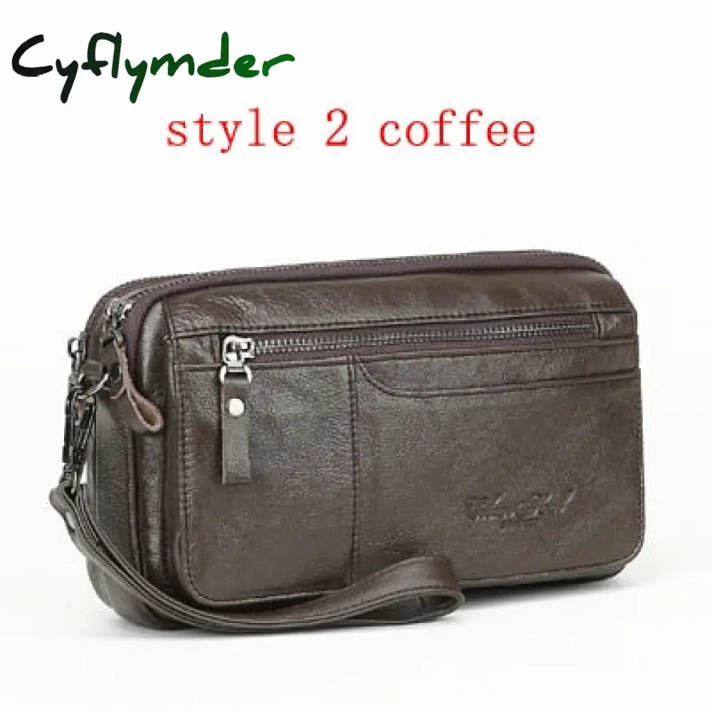 Cyflymder Men’s Clutch Bags For Men Genuine Leather Handbag Male Long Money Wallets Mobile Phone