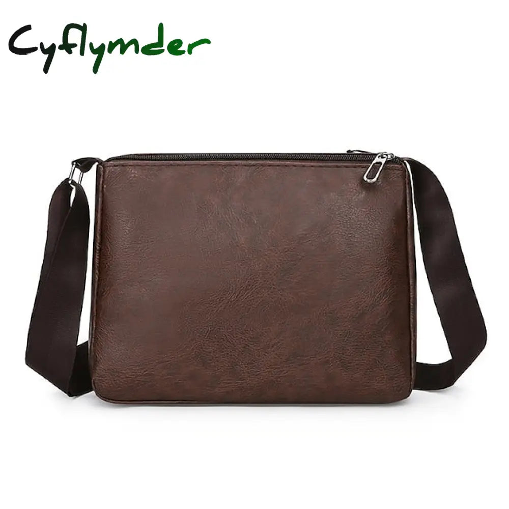 Cyflymder Men’s Crossbody Bag Shoulder Messenger Pu Leather Daily Holiday Zipper Adjustable Large