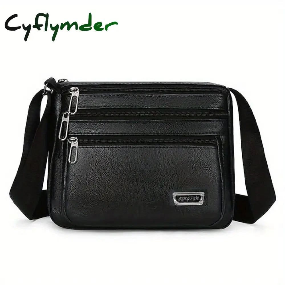 Cyflymder Men’s Crossbody Bag Shoulder Messenger Pu Leather Daily Holiday Zipper Adjustable Large
