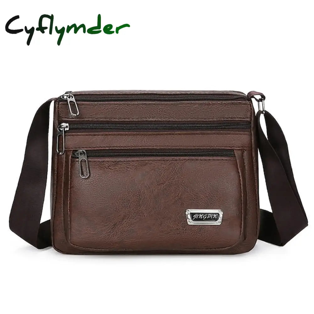 Cyflymder Men’s Crossbody Bag Shoulder Messenger Pu Leather Daily Holiday Zipper Adjustable Large