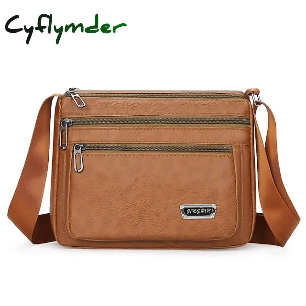 Cyflymder Men’s Crossbody Bag Shoulder Messenger Pu Leather Daily Holiday Zipper Adjustable Large
