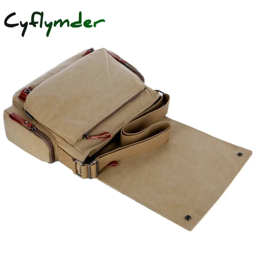 Cyflymder Men’s Fashion Canvas Shoulder Bags Business Travel Crossbody Men Messenger Briefcase