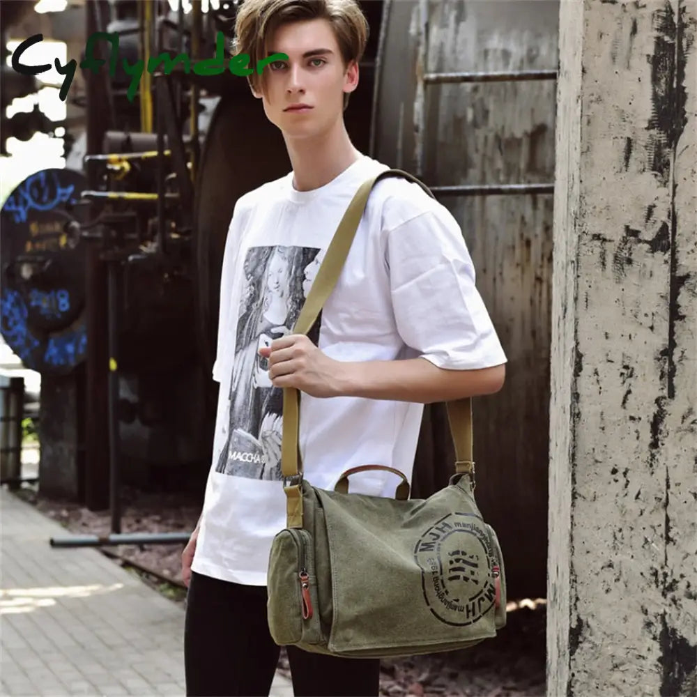 Cyflymder Men’s Fashion Canvas Shoulder Bags Business Travel Crossbody Men Messenger Briefcase