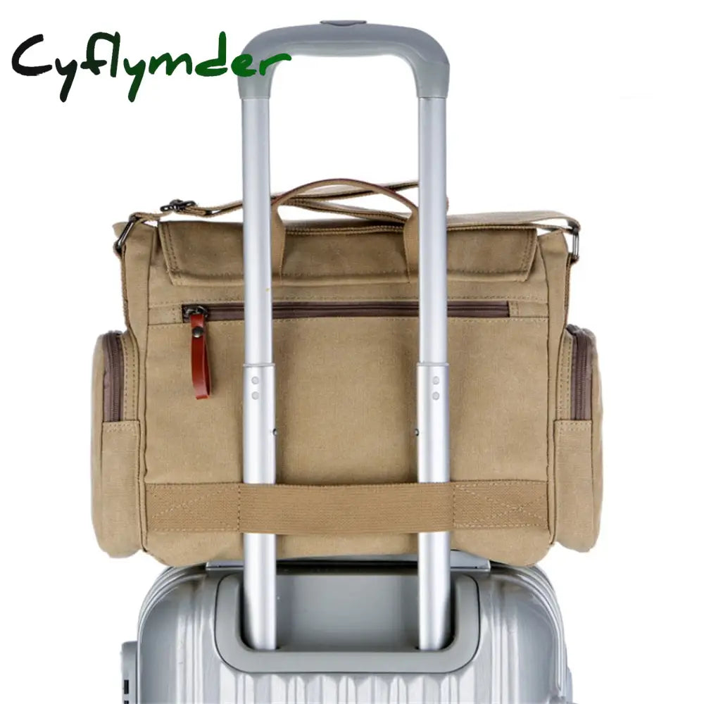 Cyflymder Men’s Fashion Canvas Shoulder Bags Business Travel Crossbody Men Messenger Briefcase